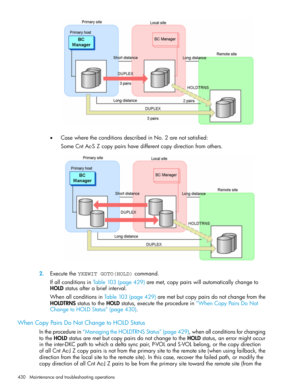 When copy pairs do not change to hold status | HP XP P9500 Storage User Manual | Page 430 / 701