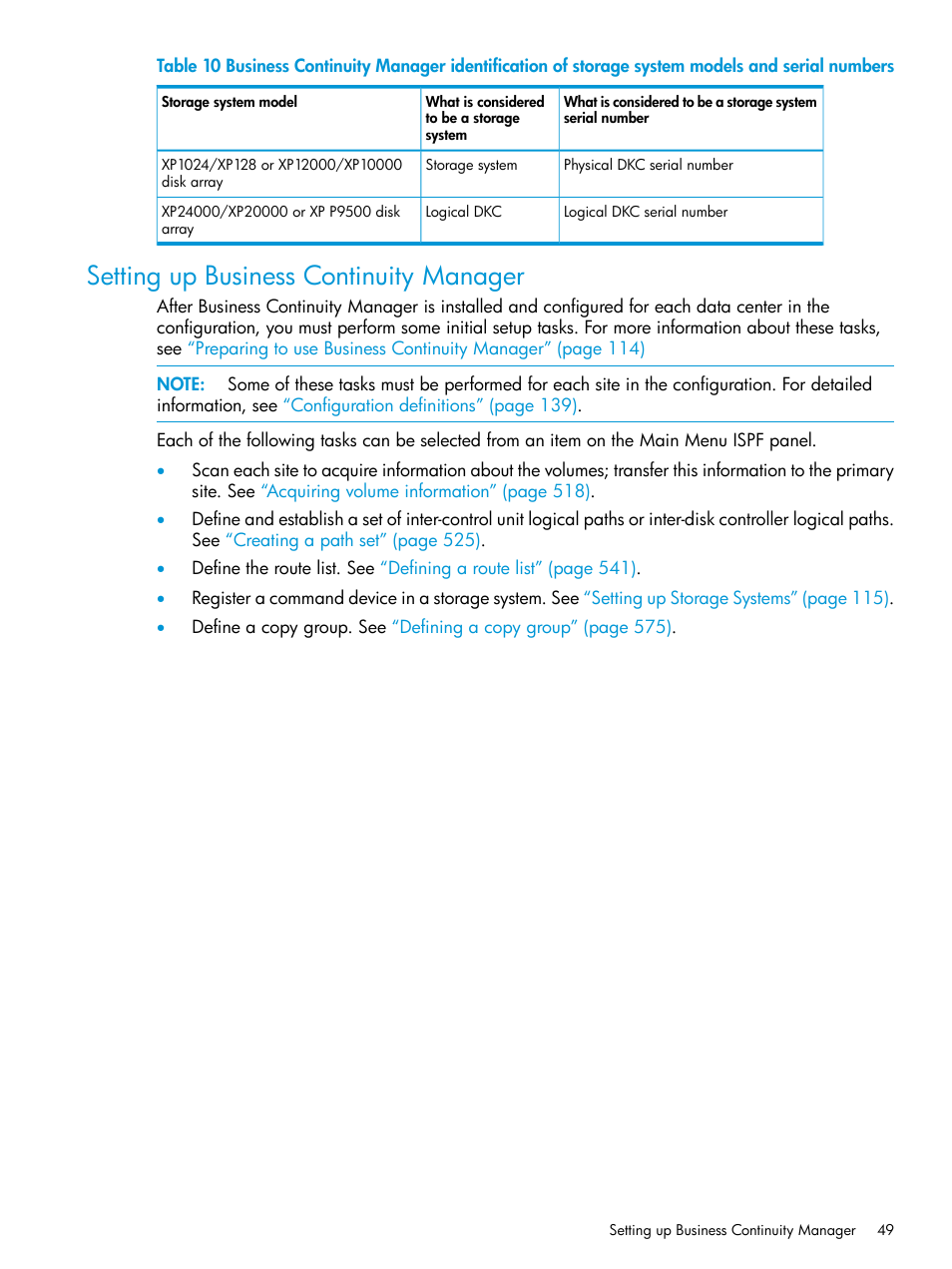 Setting up business continuity manager | HP XP P9500 Storage User Manual | Page 49 / 701