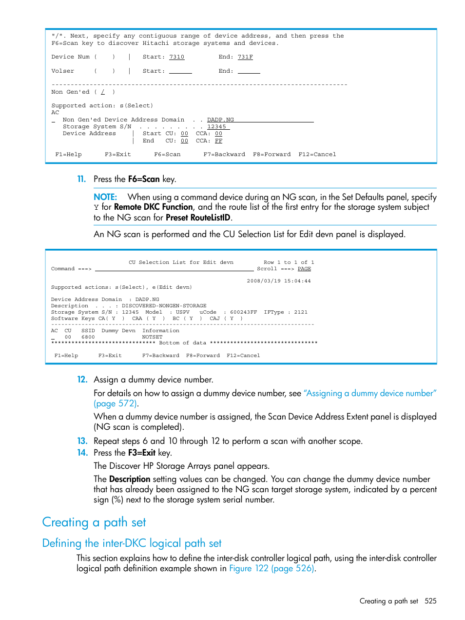 Creating a path set, Defining the inter-dkc logical path set, Creating a path | HP XP P9500 Storage User Manual | Page 525 / 701