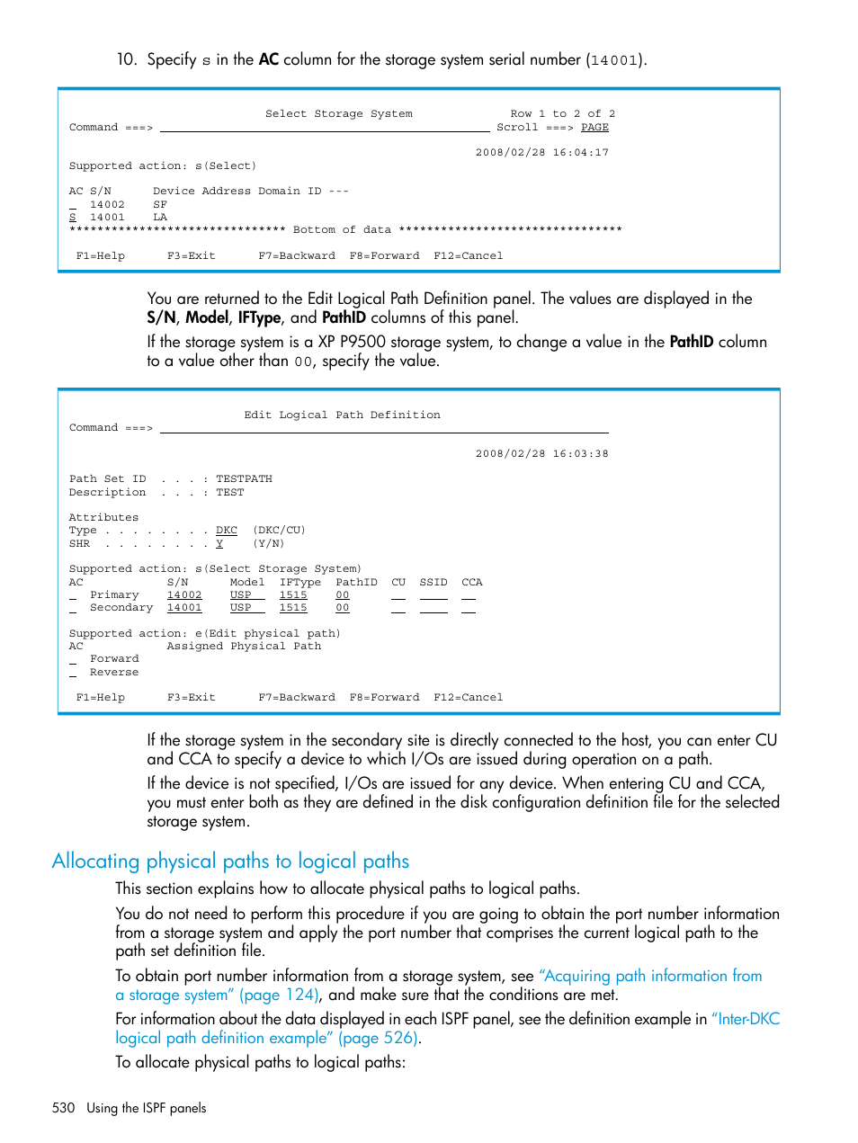 Allocating physical paths to logical paths | HP XP P9500 Storage User Manual | Page 530 / 701