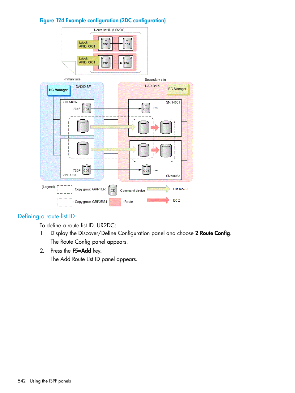 Defining a route list id | HP XP P9500 Storage User Manual | Page 542 / 701