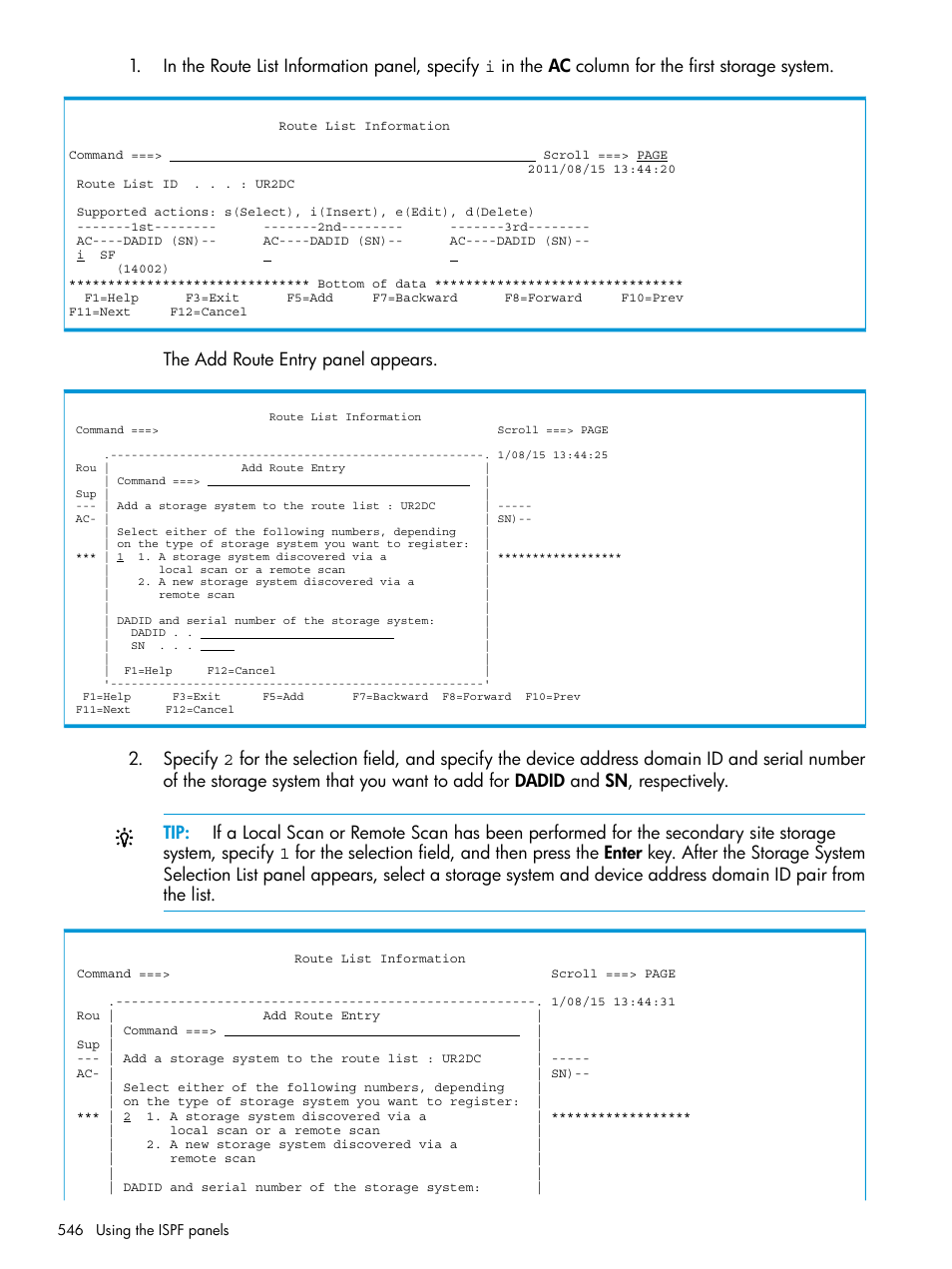 The add route entry panel appears | HP XP P9500 Storage User Manual | Page 546 / 701