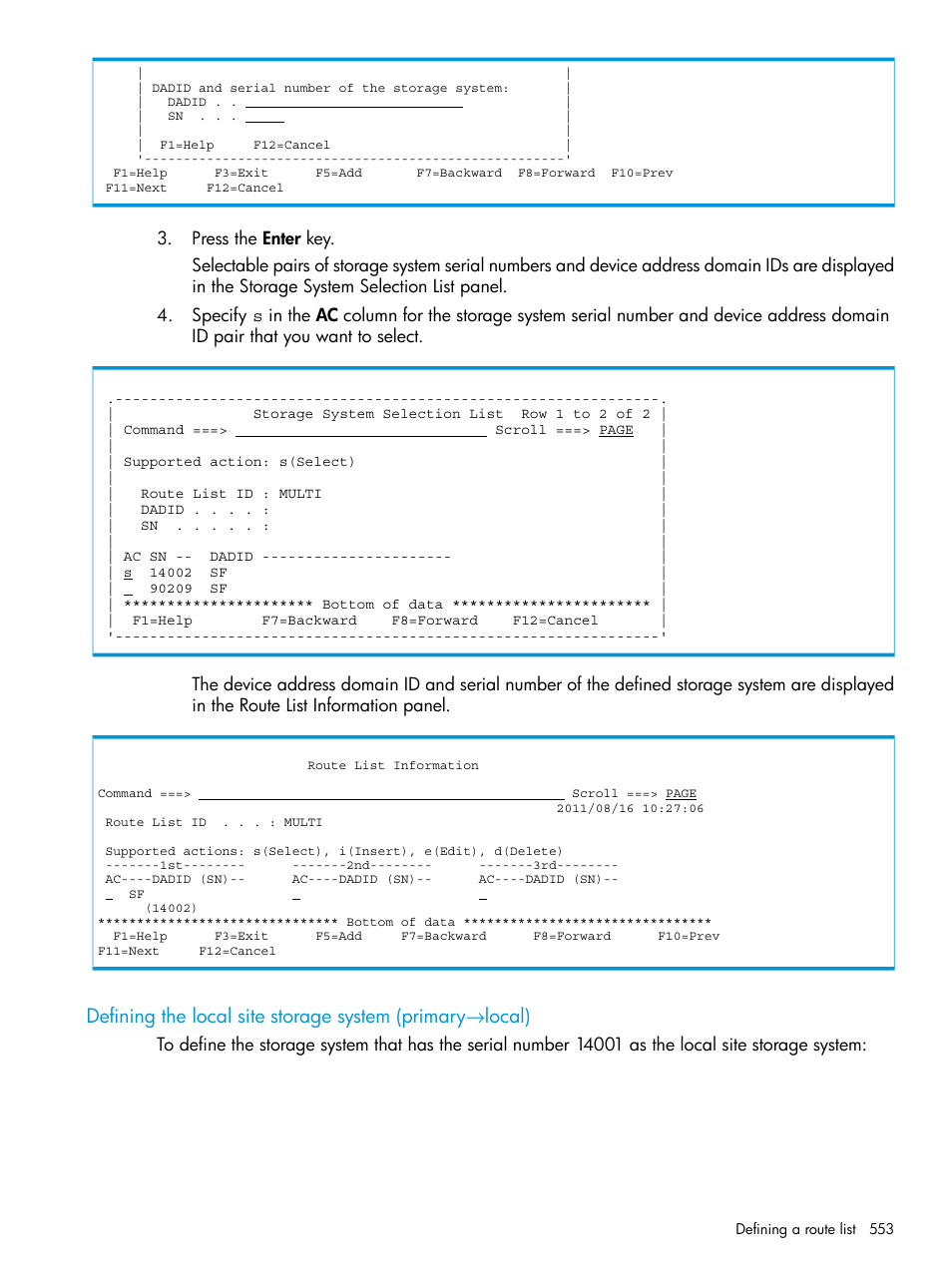 Defining the local site storage system (primary, Local) | HP XP P9500 Storage User Manual | Page 553 / 701