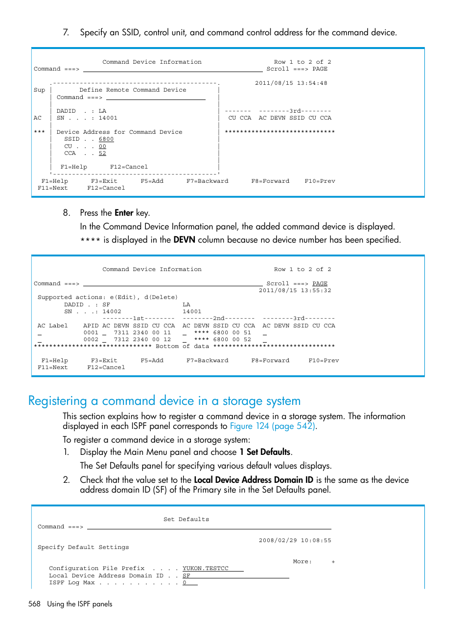 Registering a command device in a storage system, Registering a command device in a, Registering a | HP XP P9500 Storage User Manual | Page 568 / 701