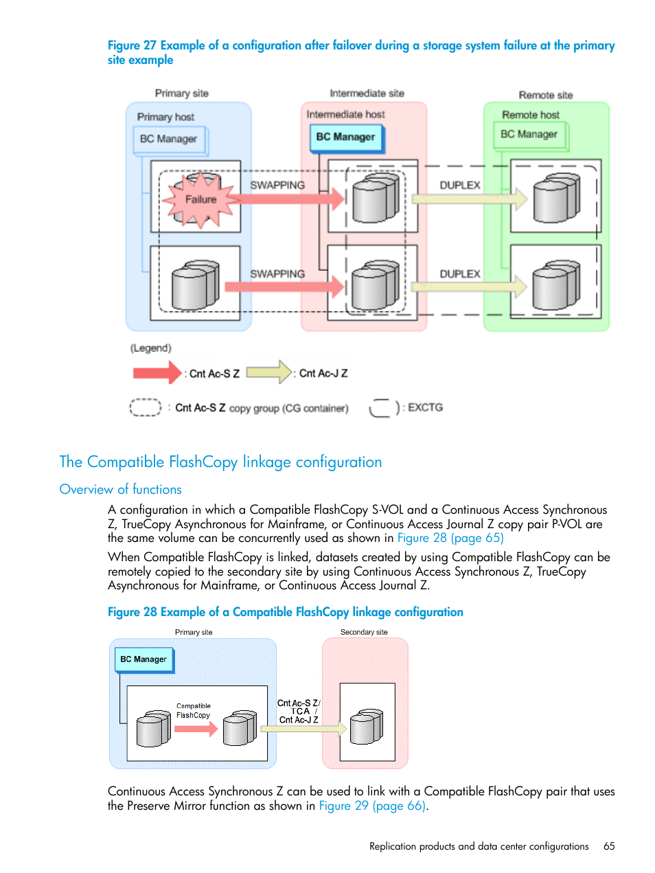 The compatible flashcopy linkage configuration, Overview of functions, The compatible flashcopy linkage | HP XP P9500 Storage User Manual | Page 65 / 701