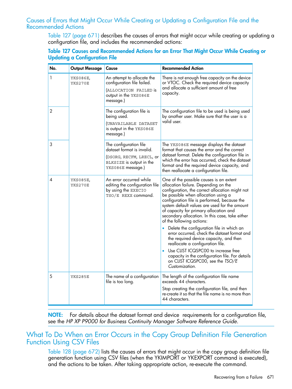 Causes of errors that might occur while | HP XP P9500 Storage User Manual | Page 671 / 701