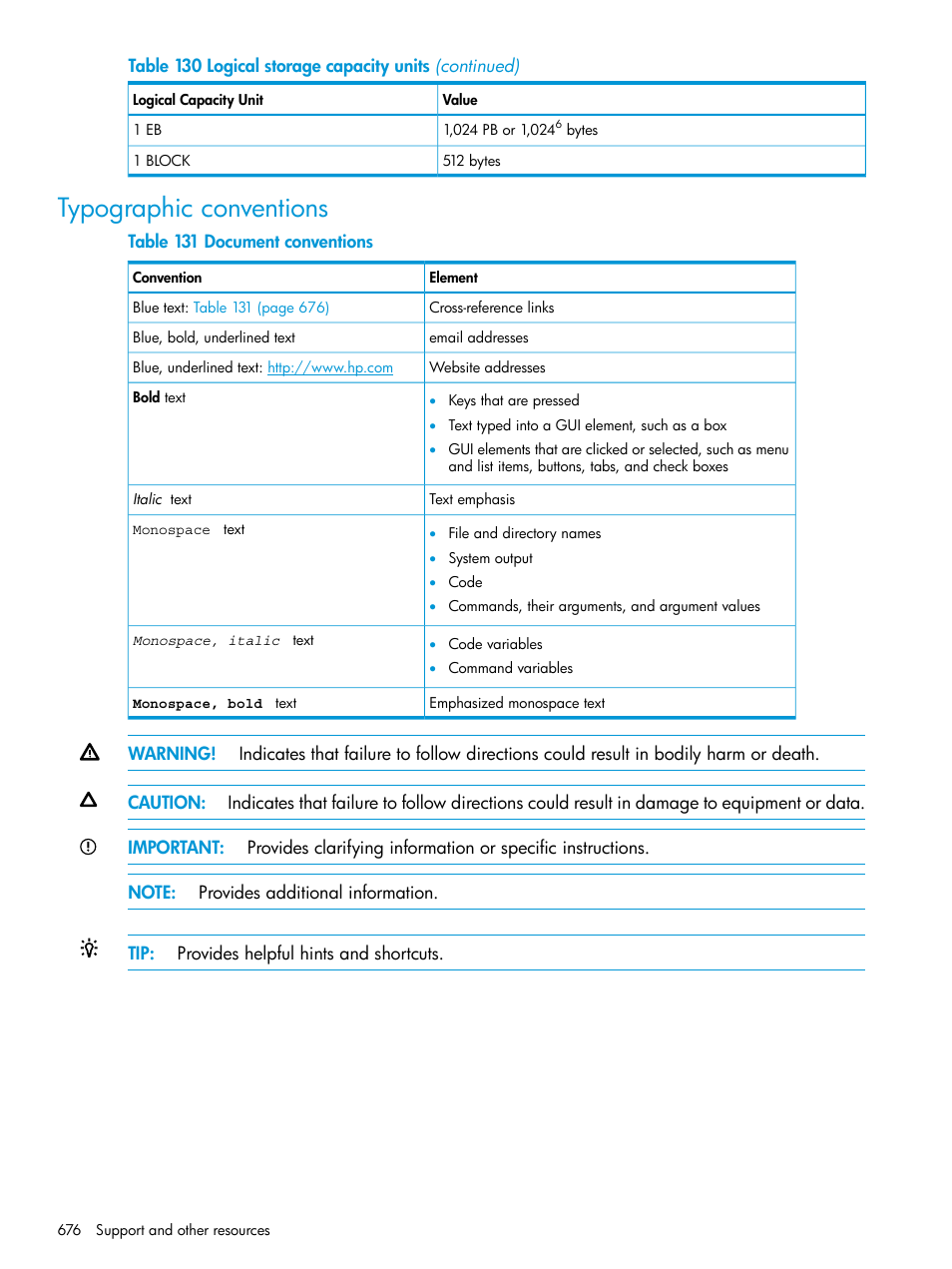 Typographic conventions | HP XP P9500 Storage User Manual | Page 676 / 701