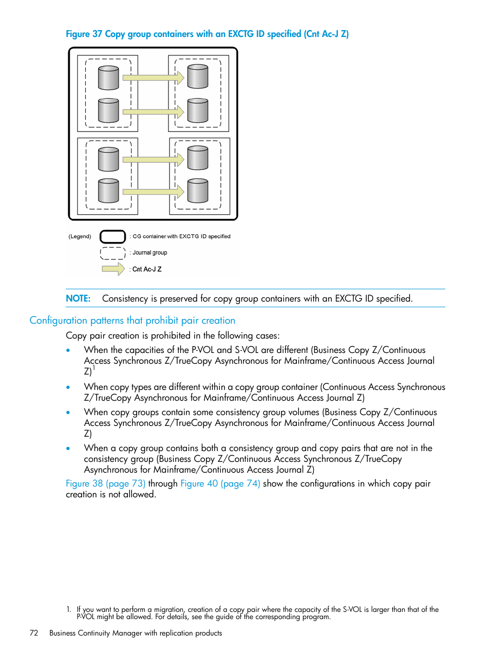 Configuration patterns that prohibit pair creation | HP XP P9500 Storage User Manual | Page 72 / 701