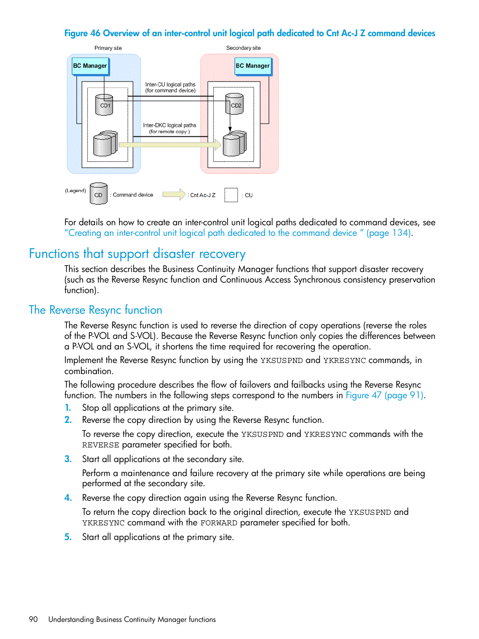 Functions that support disaster recovery, The reverse resync function | HP XP P9500 Storage User Manual | Page 90 / 701