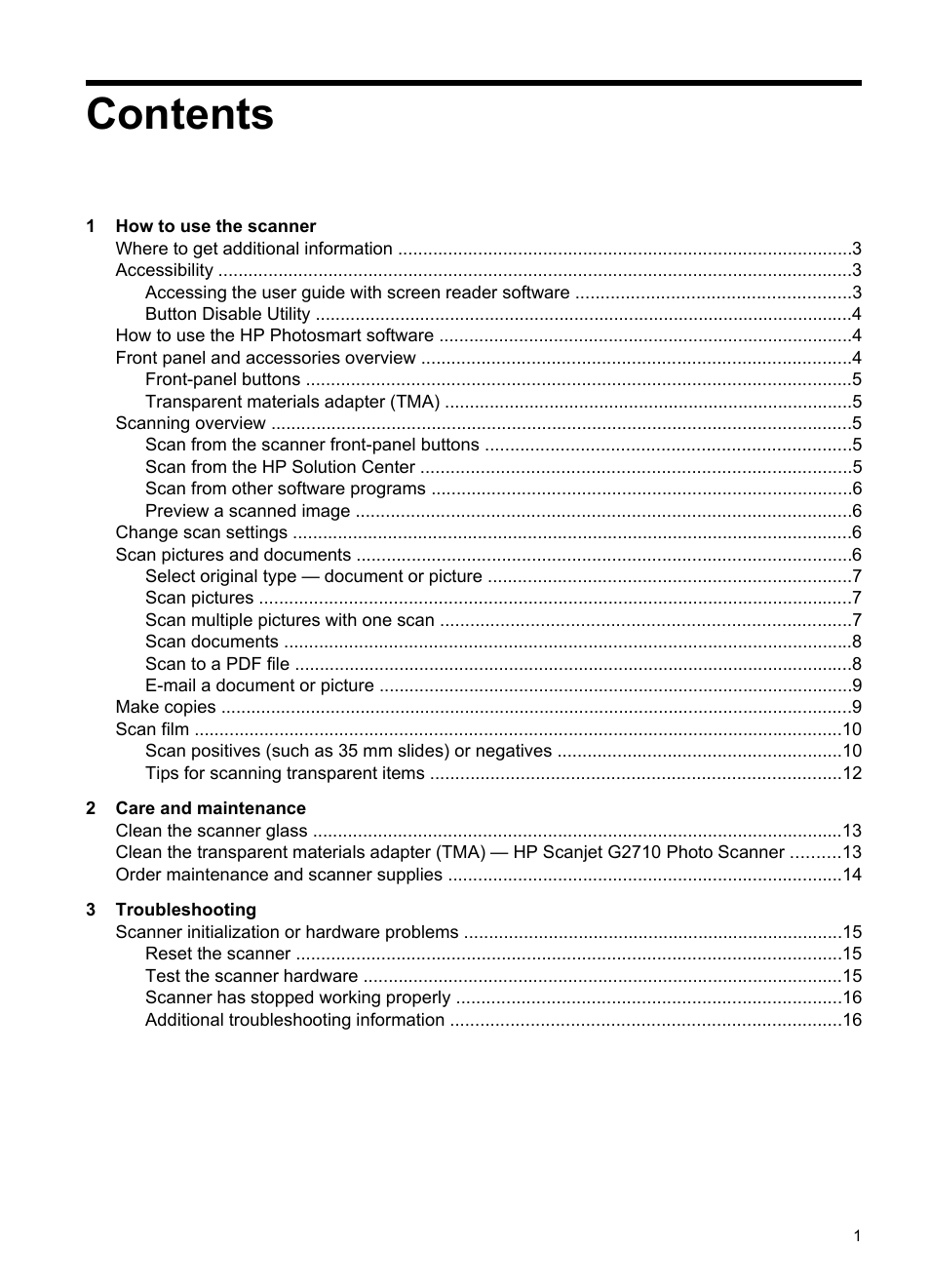 HP Scanjet G2410 Flatbed Scanner User Manual | Page 3 / 30