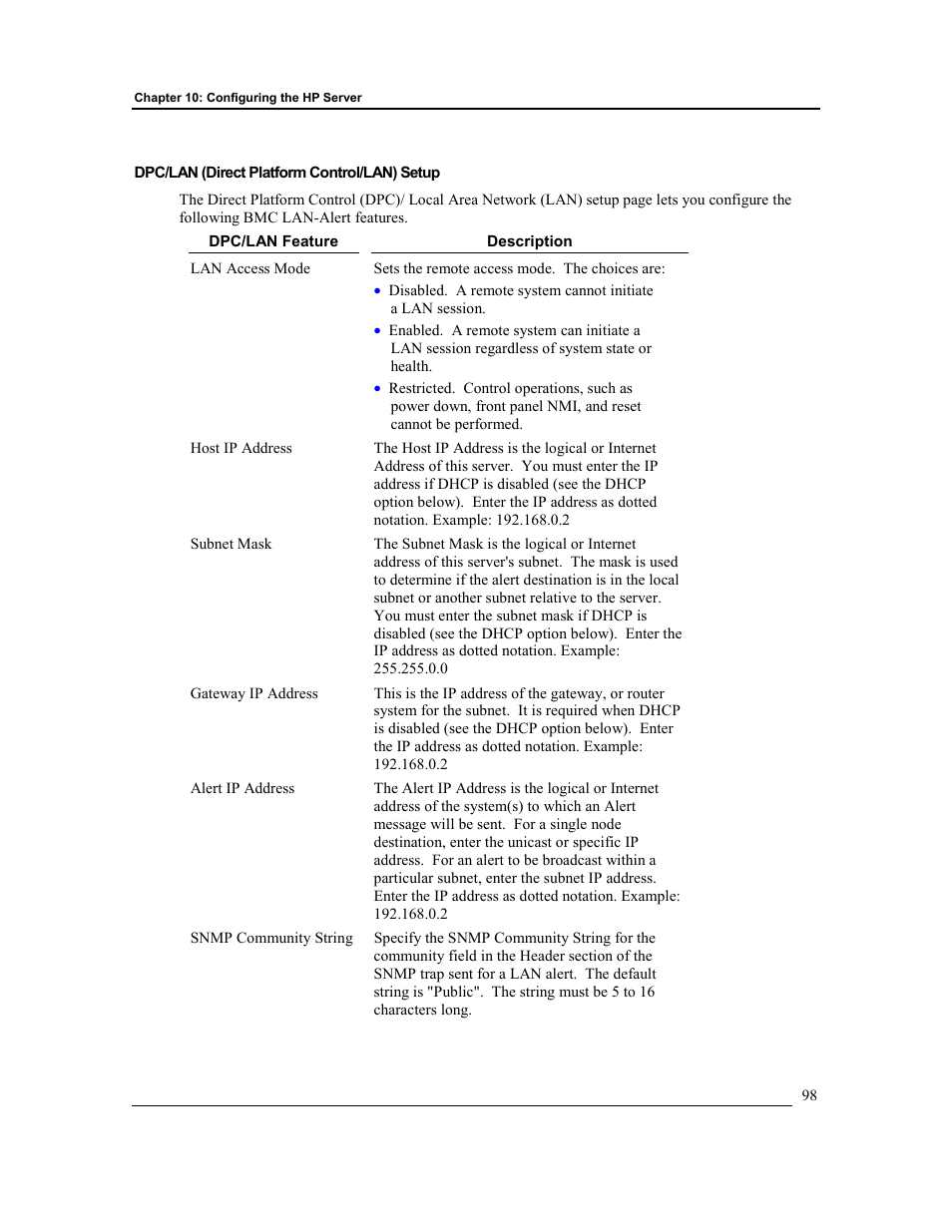 Dpc/lan (direct platform control/lan) setup | HP Integrity rx4610 Server User Manual | Page 105 / 201