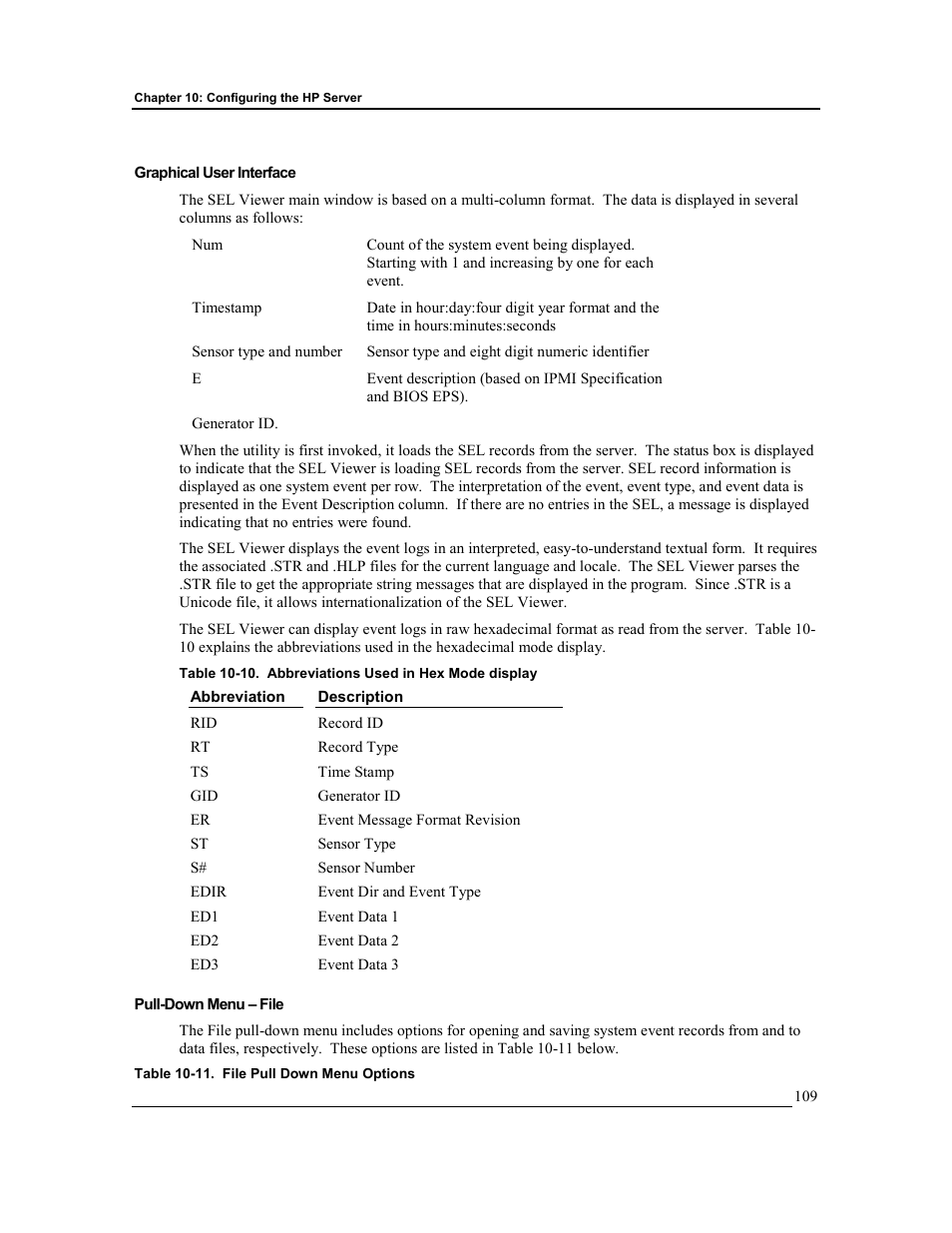 Graphical user interface, Pull-down menu – file | HP Integrity rx4610 Server User Manual | Page 116 / 201