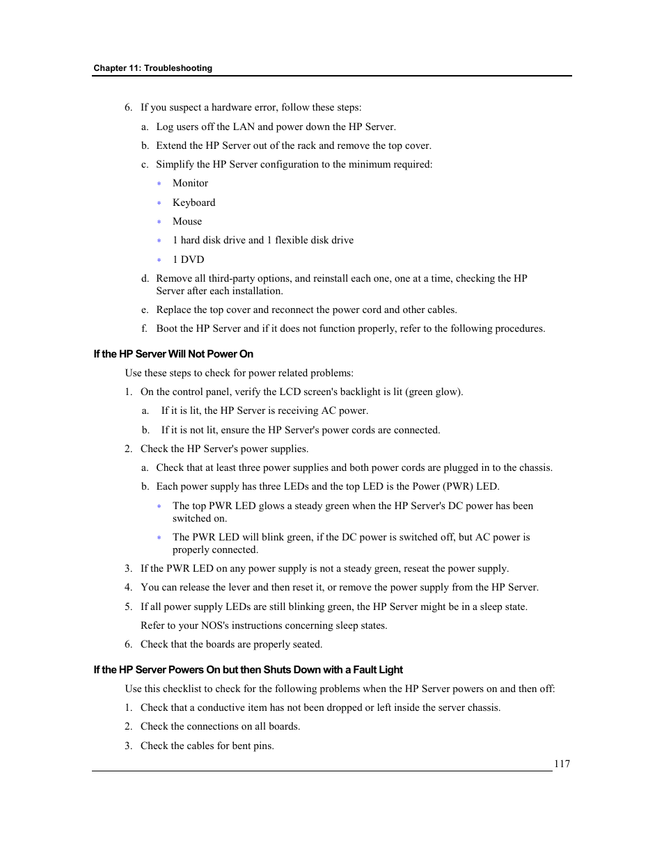 If the hp server will not power on | HP Integrity rx4610 Server User Manual | Page 124 / 201