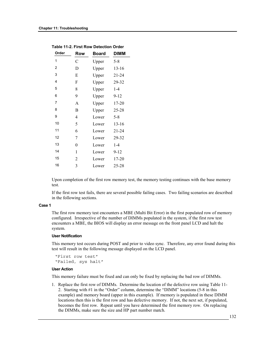 Case 1, User notification, User action | HP Integrity rx4610 Server User Manual | Page 139 / 201
