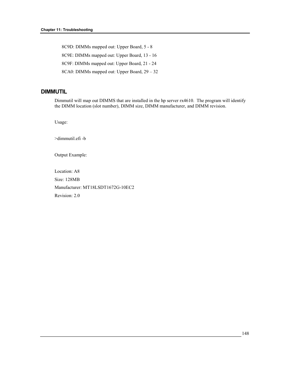 Dimmutil | HP Integrity rx4610 Server User Manual | Page 155 / 201