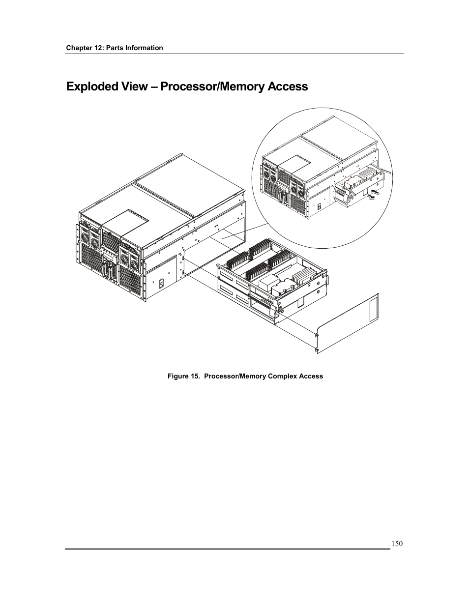 Exploded view – processor/memory access | HP Integrity rx4610 Server User Manual | Page 157 / 201