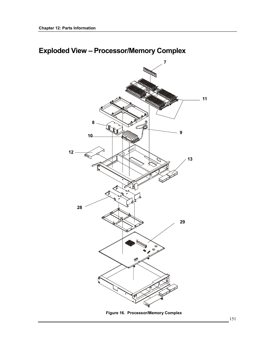 Exploded view – processor/memory complex | HP Integrity rx4610 Server User Manual | Page 158 / 201