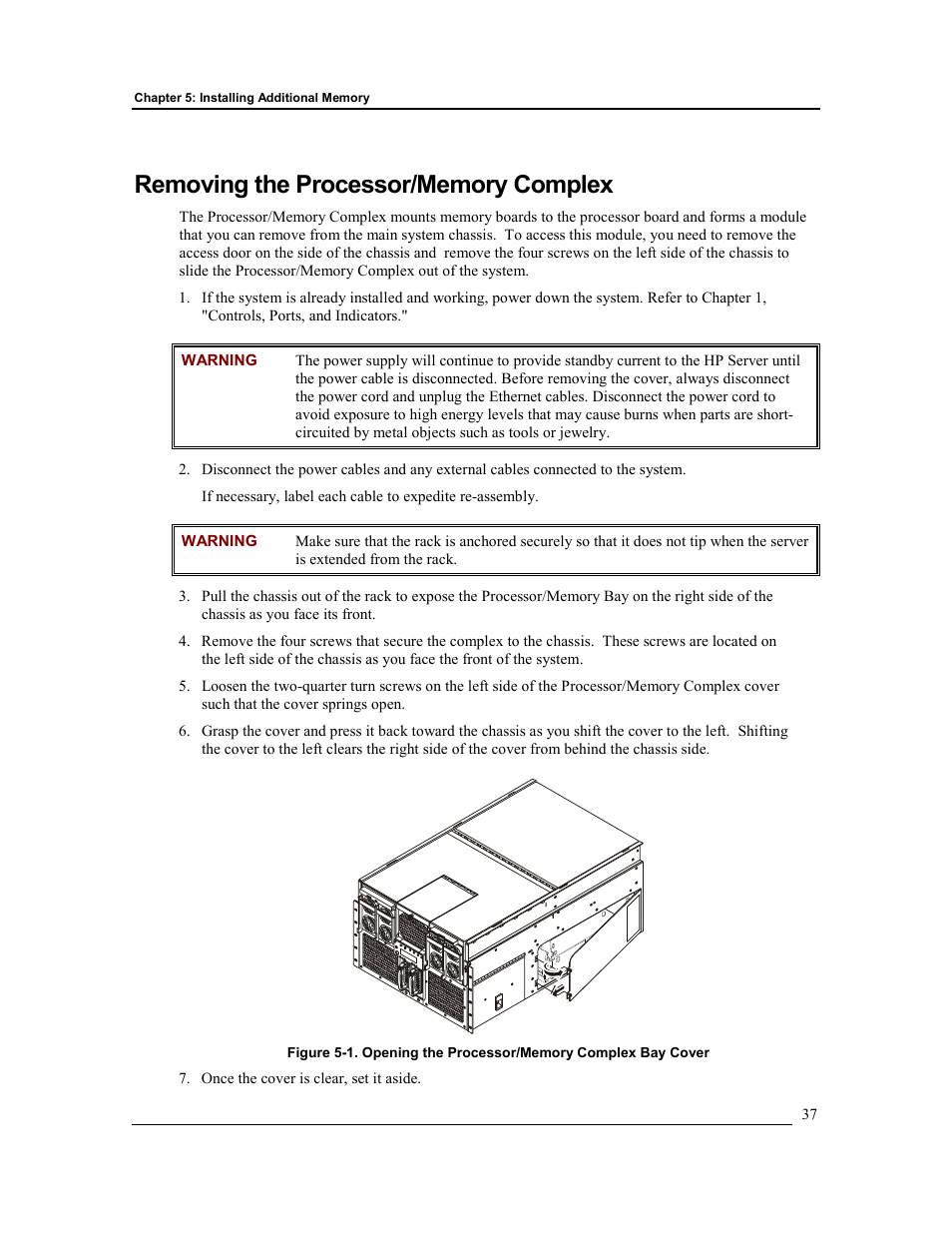 Removing the processor/memory complex | HP Integrity rx4610 Server User Manual | Page 44 / 201