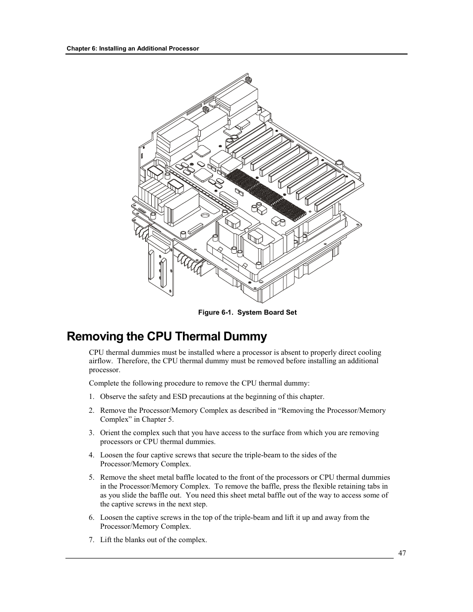Removing the cpu thermal dummy | HP Integrity rx4610 Server User Manual | Page 54 / 201