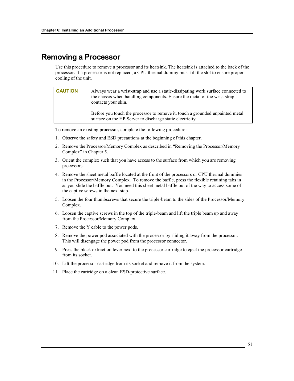 Removing a processor | HP Integrity rx4610 Server User Manual | Page 58 / 201