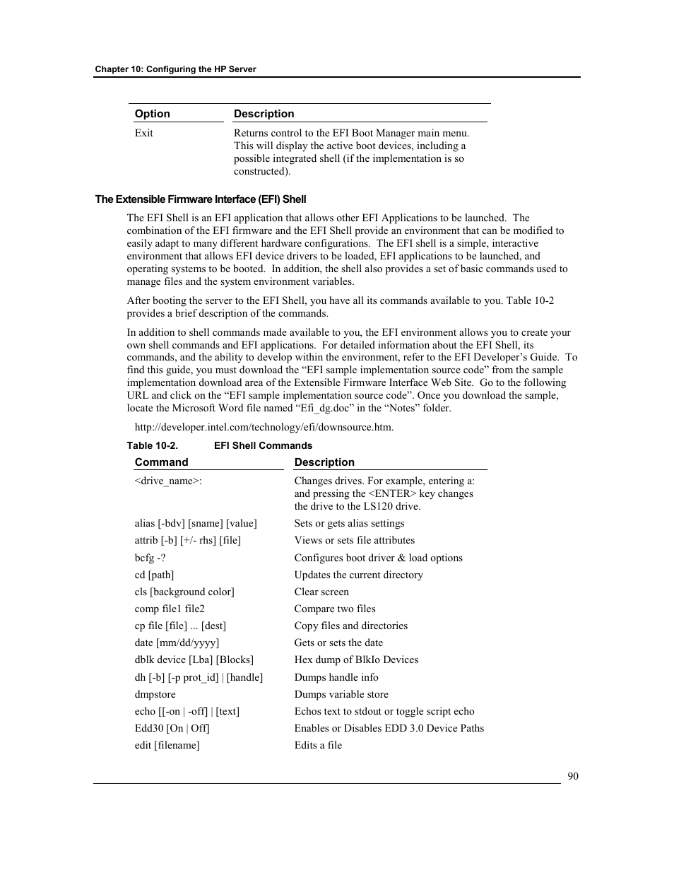 The extensible firmware interface (efi) shell | HP Integrity rx4610 Server User Manual | Page 97 / 201