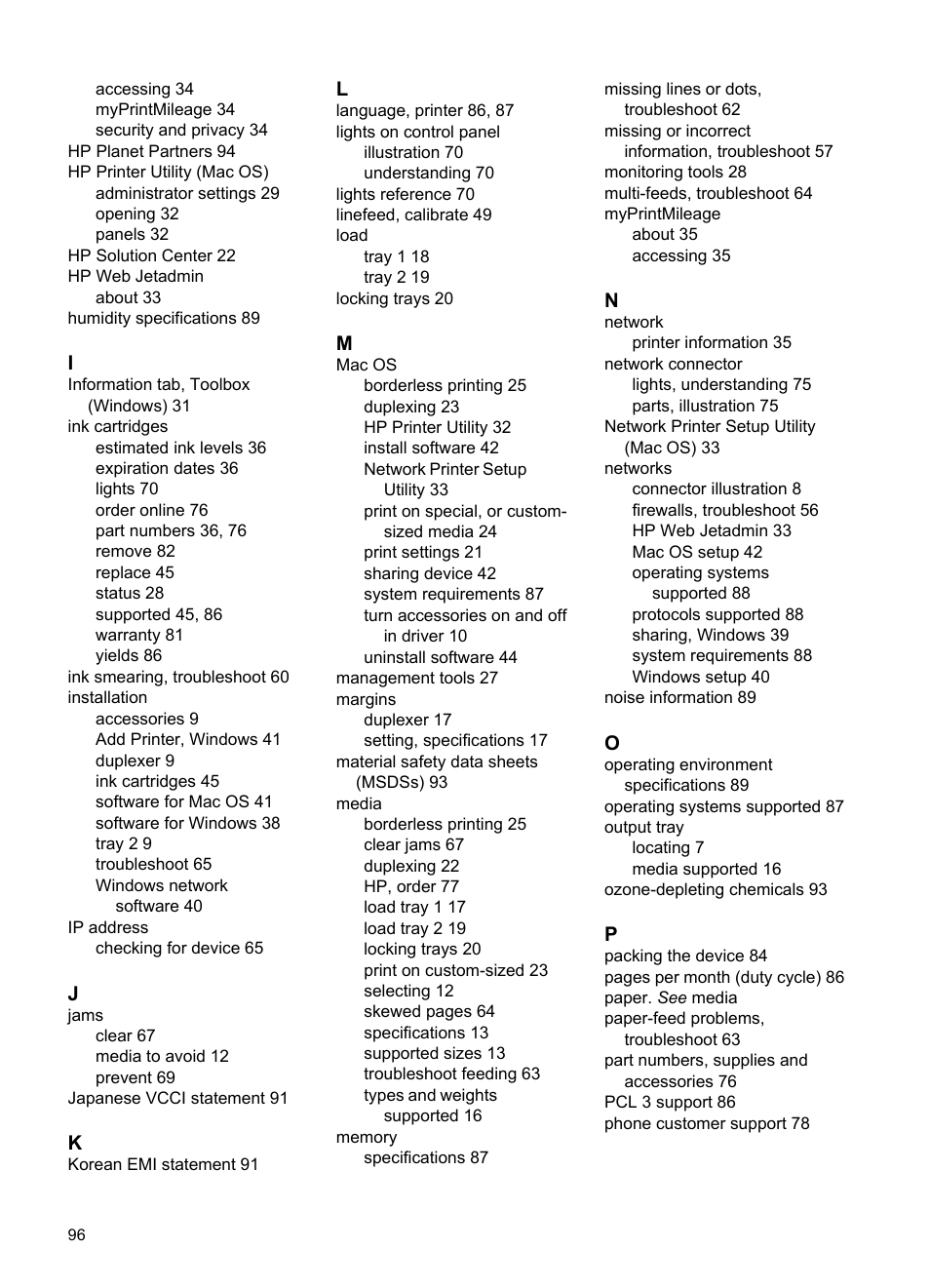 HP Officejet Pro K5400 Printer User Manual | Page 100 / 103