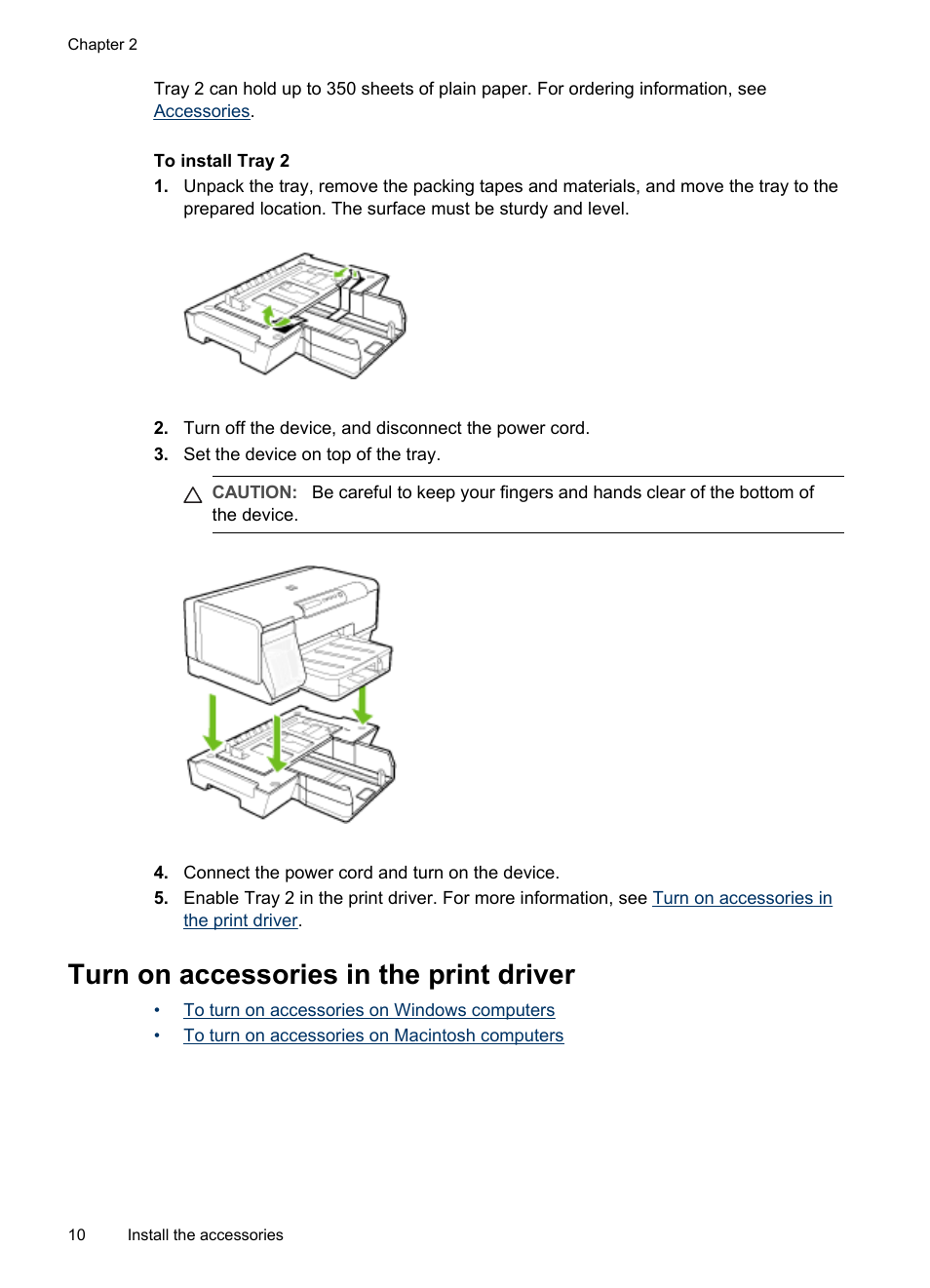Turn on accessories in the print driver | HP Officejet Pro K5400 Printer User Manual | Page 14 / 103