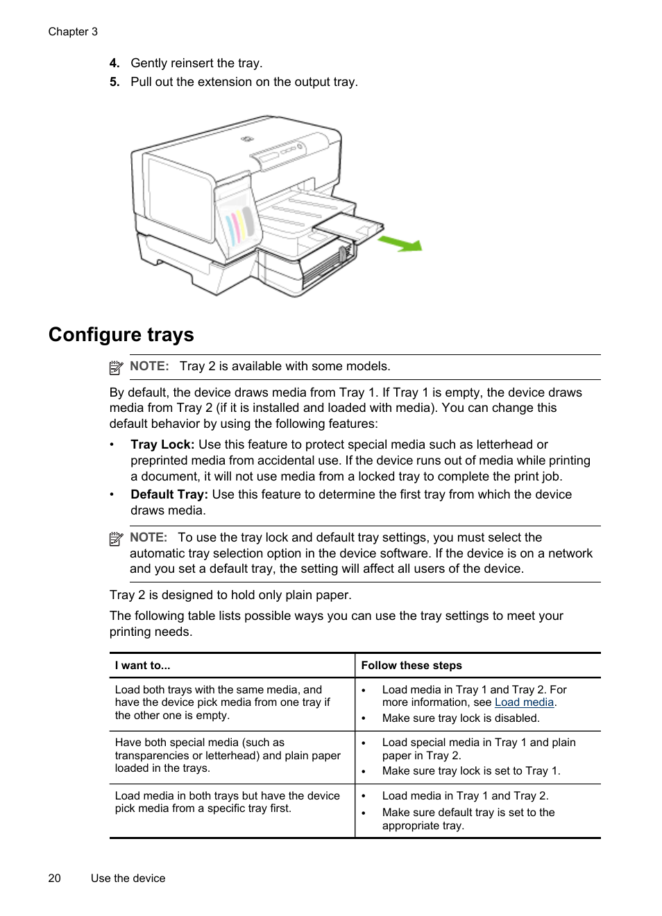 Configure trays | HP Officejet Pro K5400 Printer User Manual | Page 24 / 103