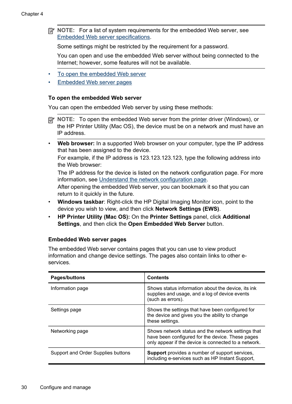 To open the embedded web server | HP Officejet Pro K5400 Printer User Manual | Page 34 / 103