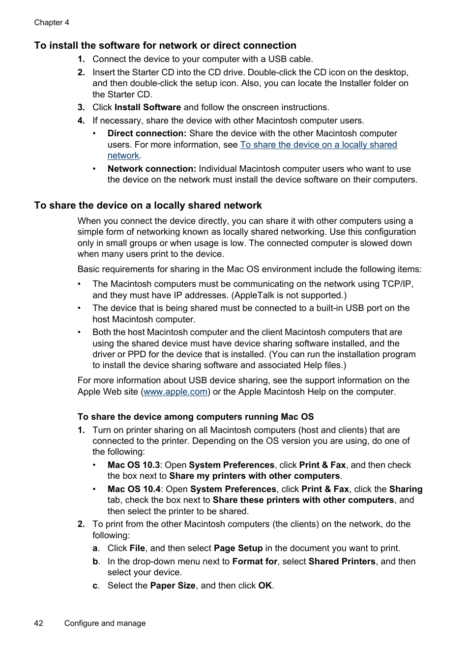 To share the device on a locally shared network | HP Officejet Pro K5400 Printer User Manual | Page 46 / 103