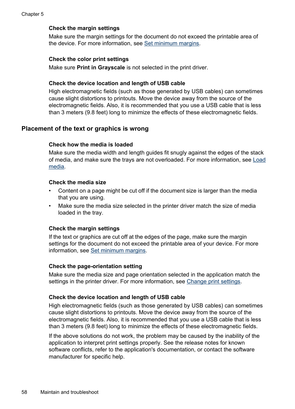 Placement of the text or graphics is wrong | HP Officejet Pro K5400 Printer User Manual | Page 62 / 103