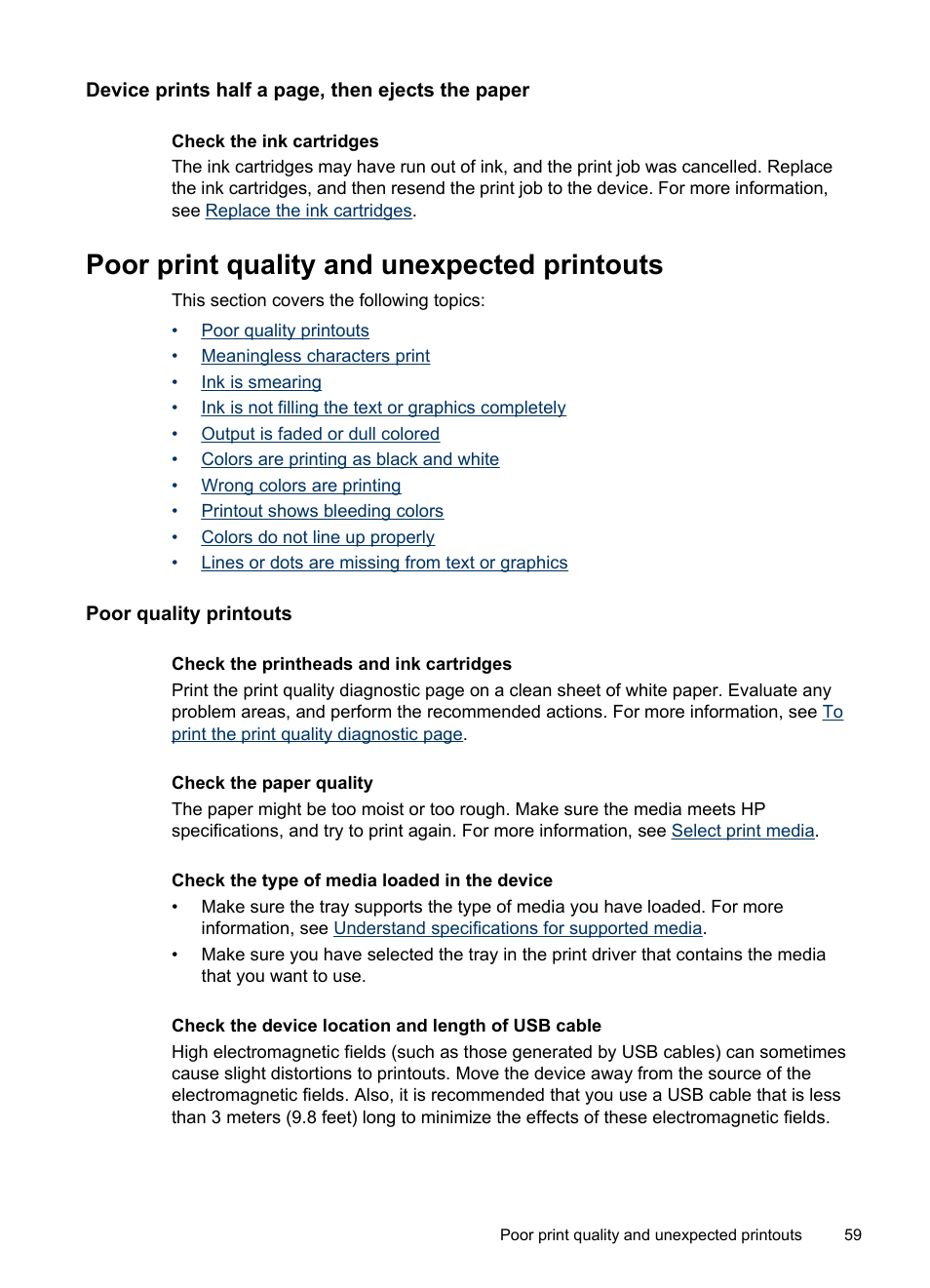 Poor print quality and unexpected printouts, Poor quality printouts | HP Officejet Pro K5400 Printer User Manual | Page 63 / 103