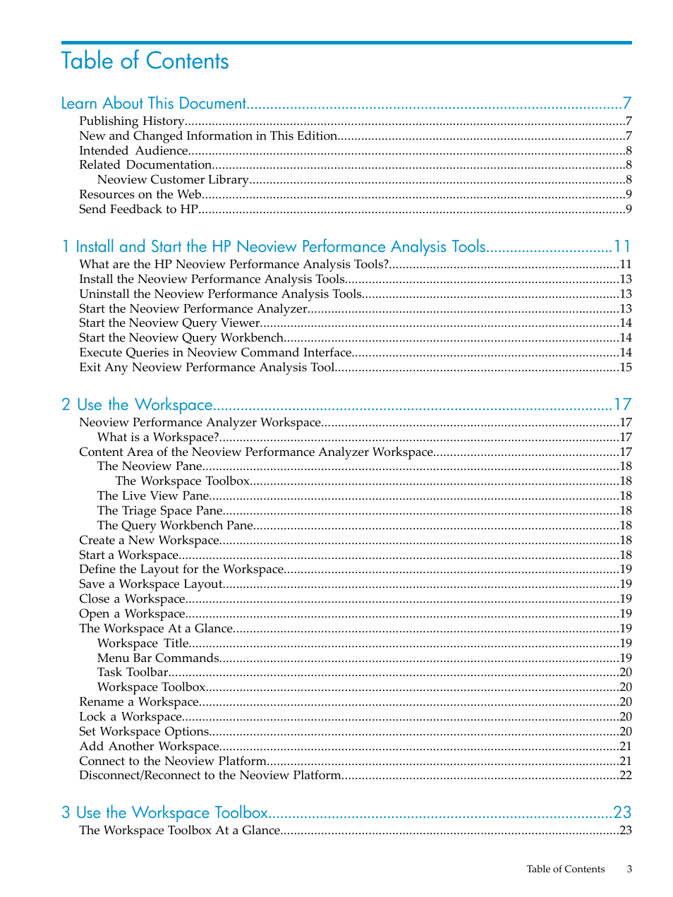 HP Neoview Release 2.4 Software User Manual | Page 3 / 94