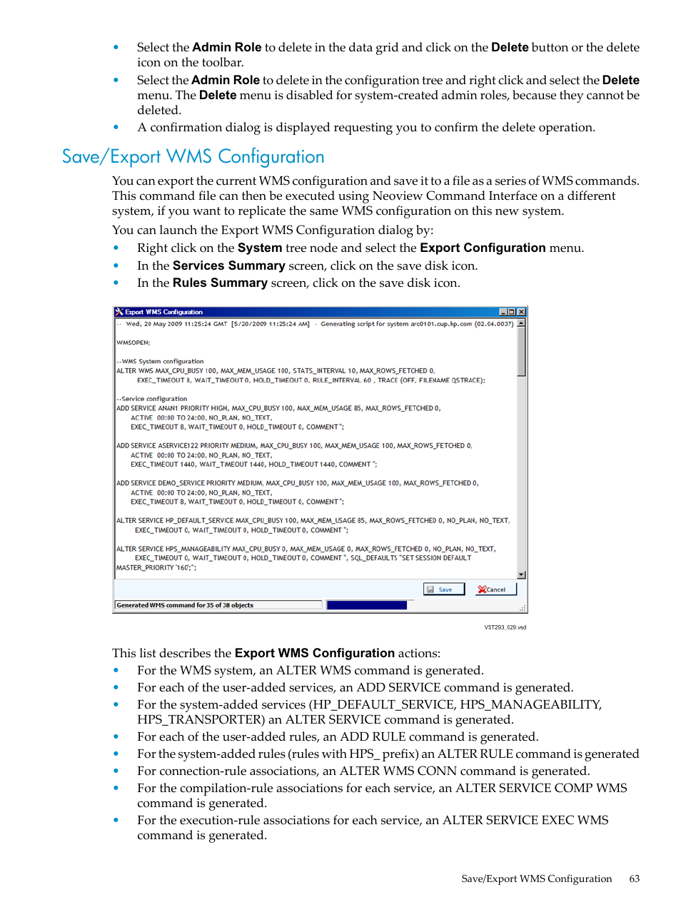 Save/export wms configuration | HP Neoview Release 2.4 Software User Manual | Page 63 / 94