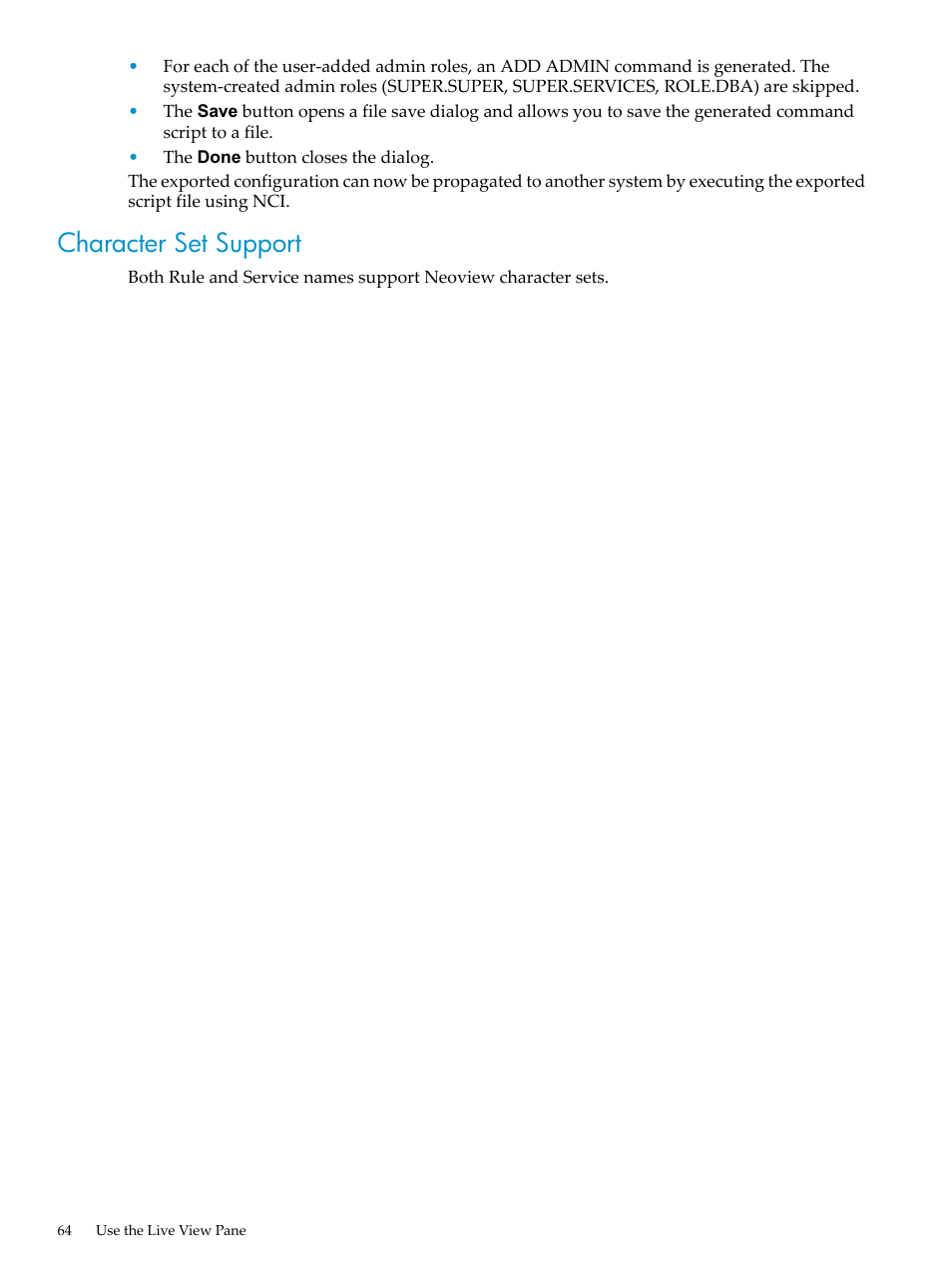 Character set support | HP Neoview Release 2.4 Software User Manual | Page 64 / 94