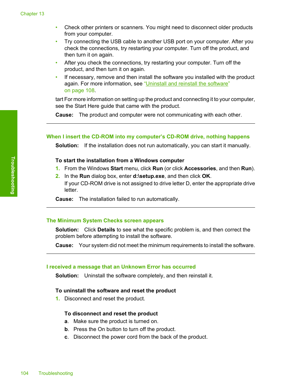 The minimum system checks screen appears | HP Photosmart C4580 All-in-One Printer User Manual | Page 107 / 261