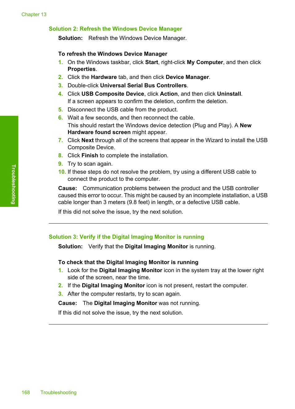 Solution 2: refresh the windows device manager | HP Photosmart C4580 All-in-One Printer User Manual | Page 171 / 261