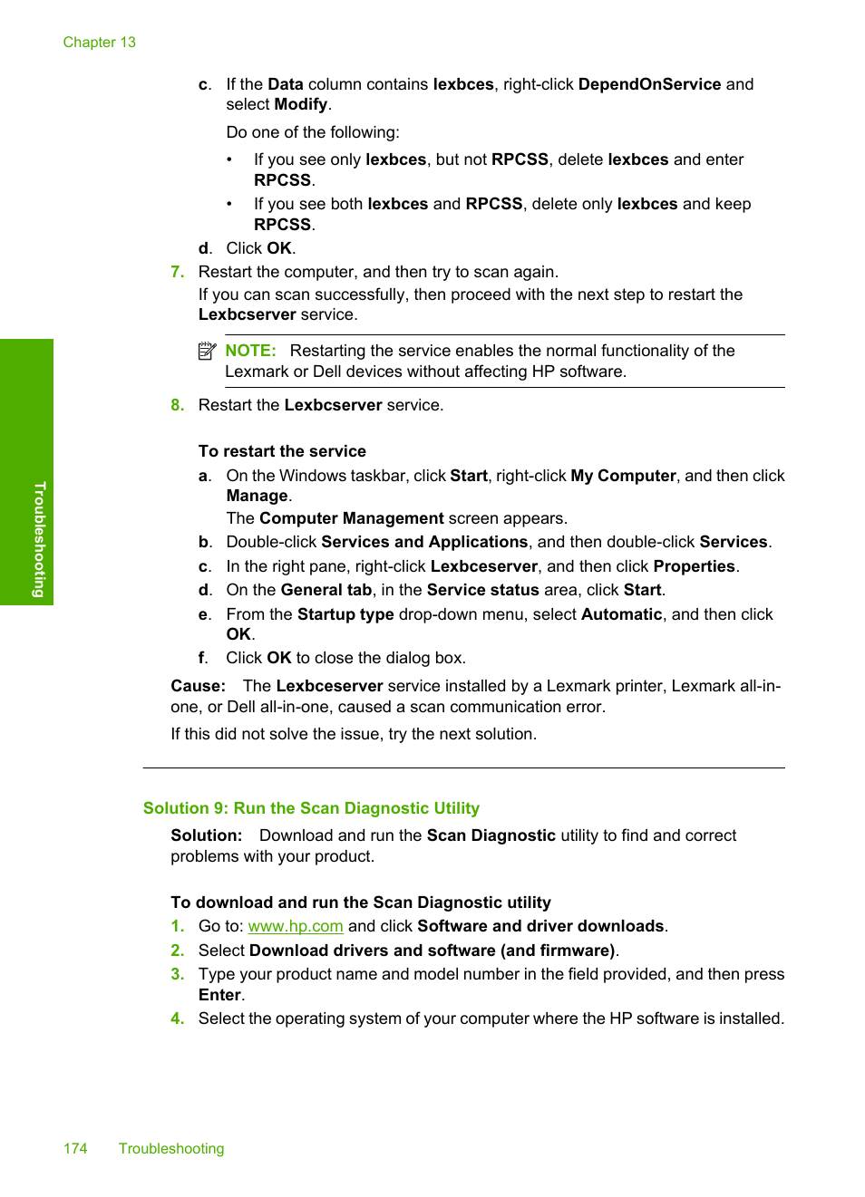 Solution 9: run the scan diagnostic utility | HP Photosmart C4580 All-in-One Printer User Manual | Page 177 / 261