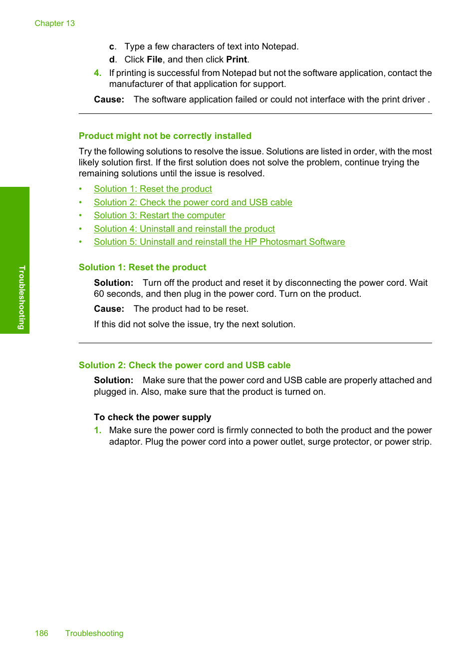 Product might not be correctly installed | HP Photosmart C4580 All-in-One Printer User Manual | Page 189 / 261