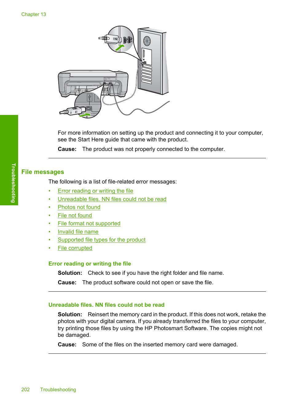 File messages | HP Photosmart C4580 All-in-One Printer User Manual | Page 205 / 261