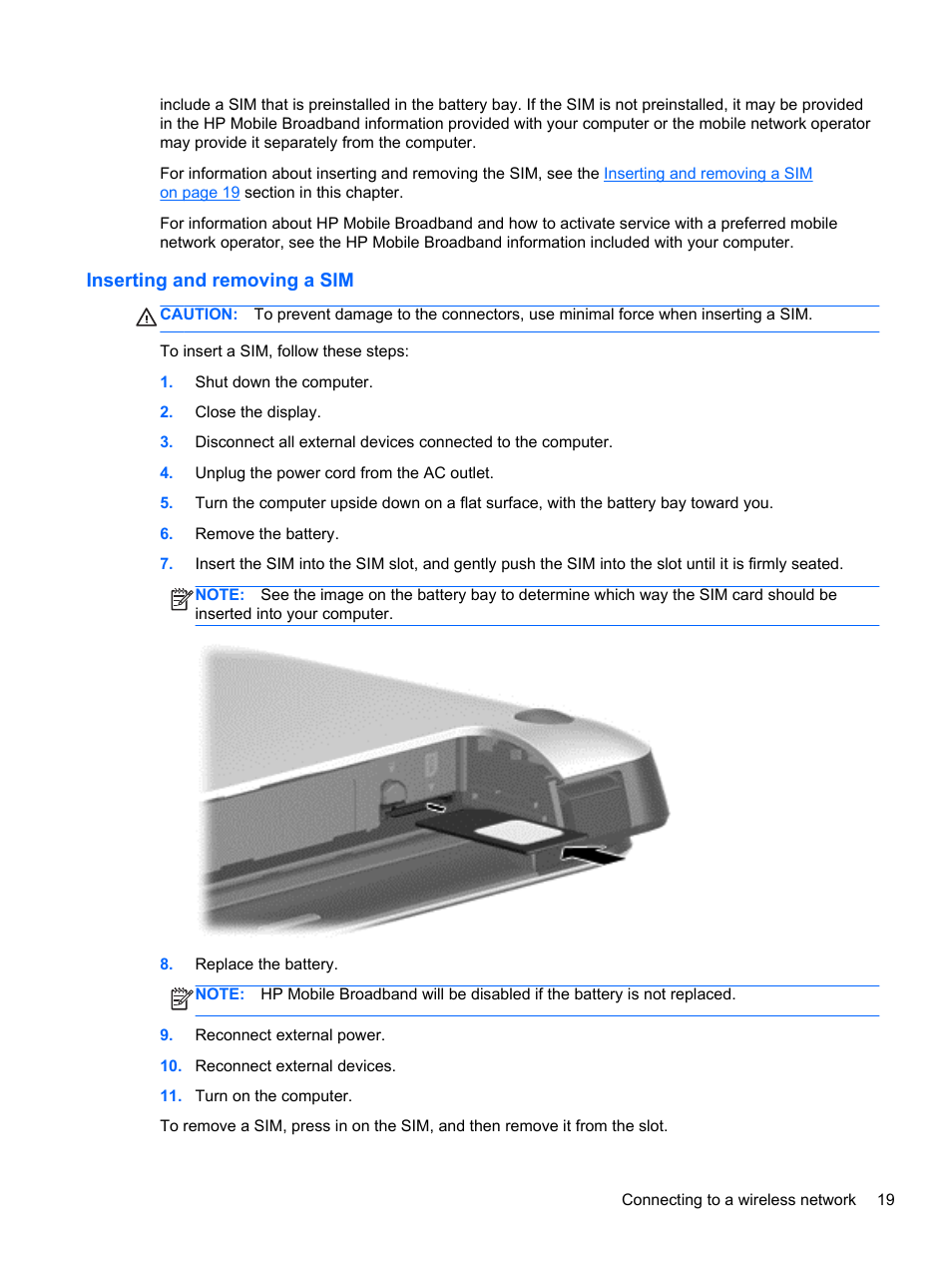Inserting and removing a sim | HP ZBook 17 Mobile Workstation User Manual | Page 29 / 111