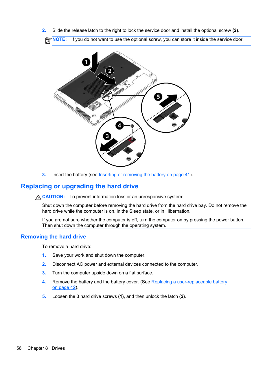 Replacing or upgrading the hard drive, Removing the hard drive | HP ZBook 17 Mobile Workstation User Manual | Page 66 / 111