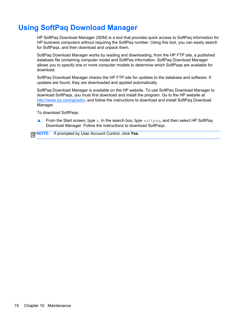 Using softpaq download manager | HP ZBook 17 Mobile Workstation User Manual | Page 84 / 111