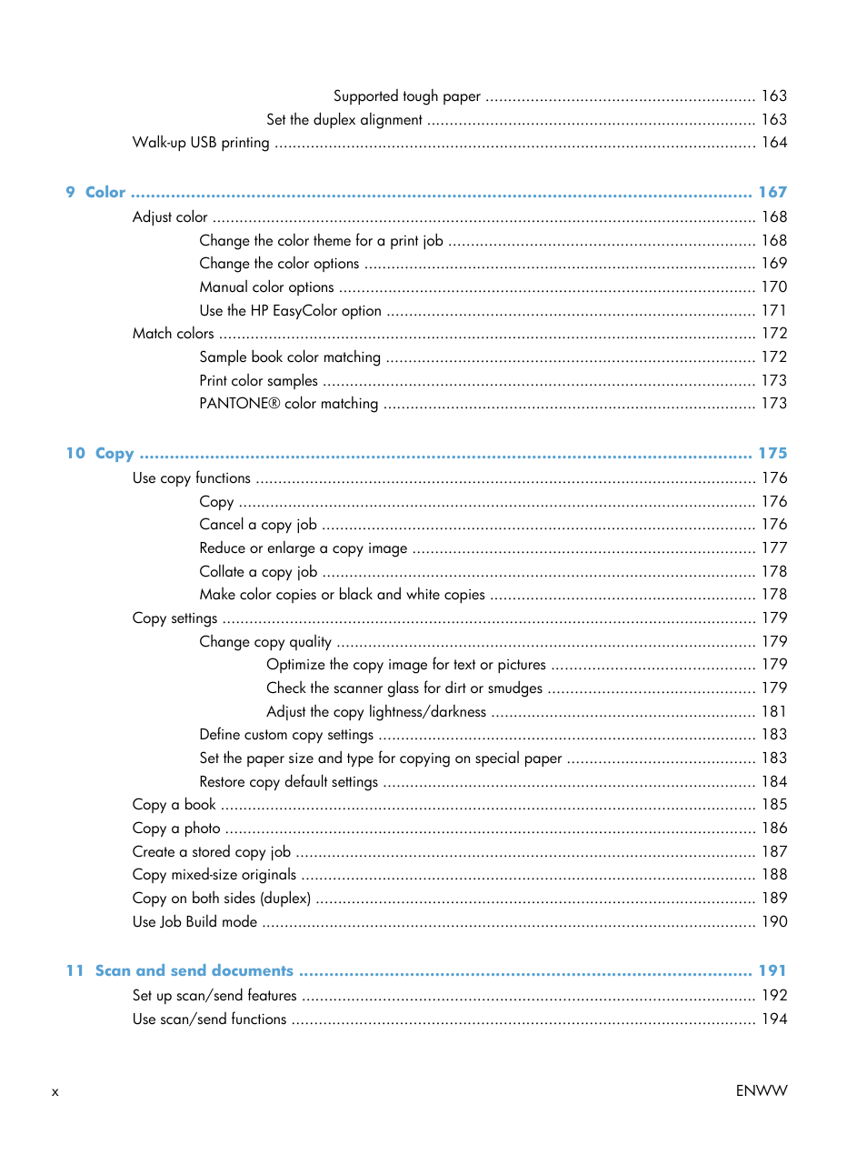 HP Color LaserJet Enterprise CM4540 MFP series User Manual | Page 12 / 386