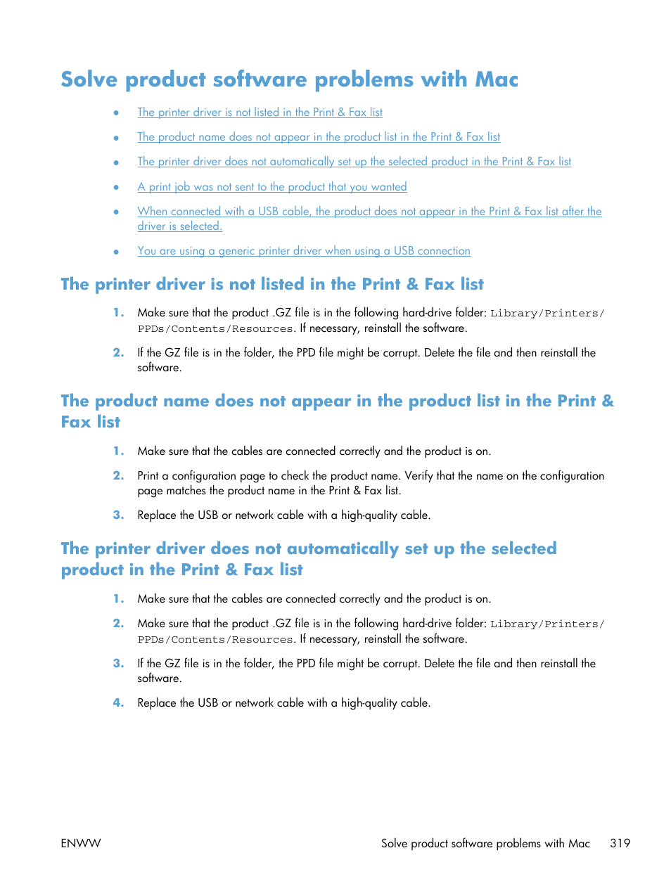 Solve product software problems with mac | HP Color LaserJet Enterprise CM4540 MFP series User Manual | Page 339 / 386