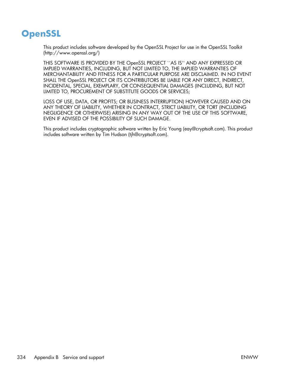 Openssl | HP Color LaserJet Enterprise CM4540 MFP series User Manual | Page 354 / 386