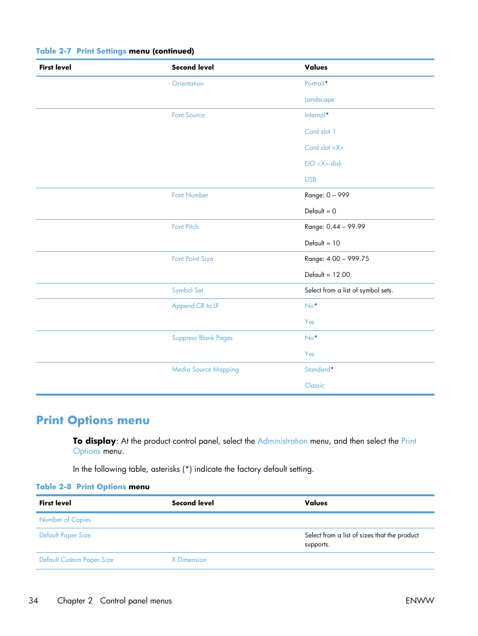 Print options menu | HP Color LaserJet Enterprise CM4540 MFP series User Manual | Page 54 / 386