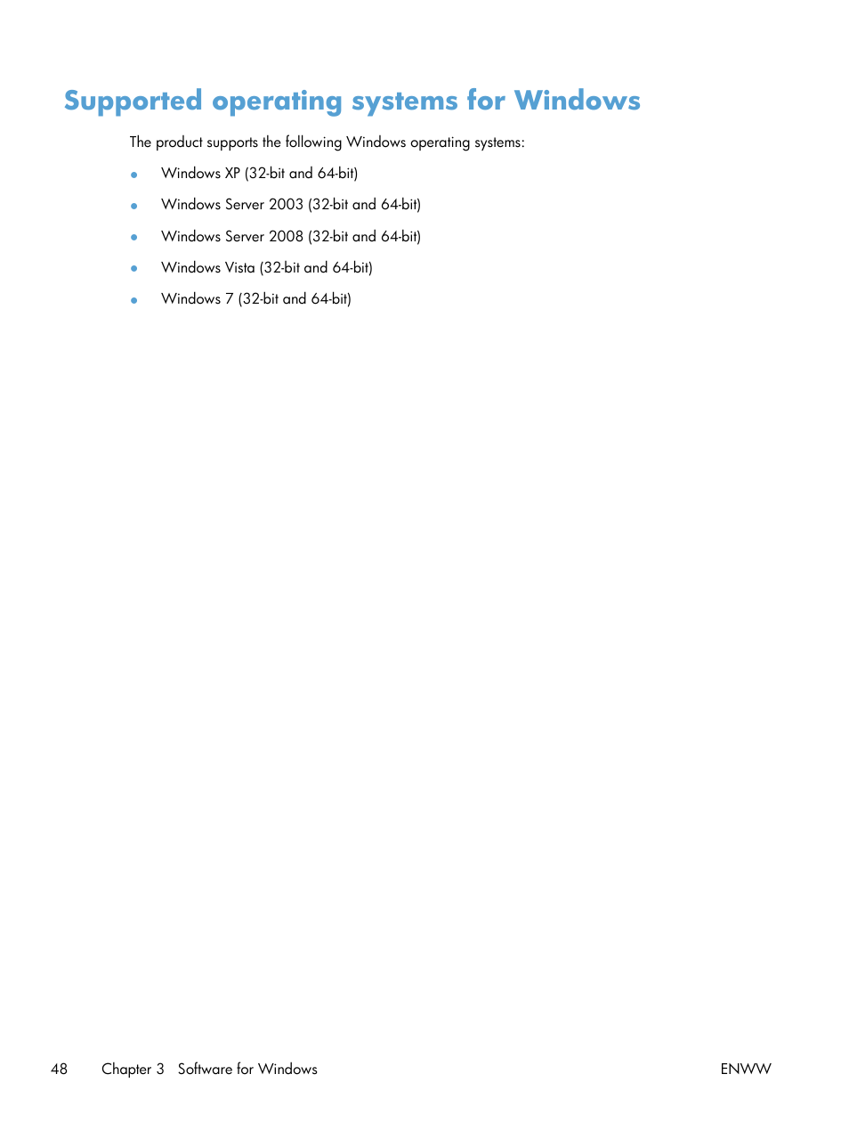 Supported operating systems for windows | HP Color LaserJet Enterprise CM4540 MFP series User Manual | Page 68 / 386