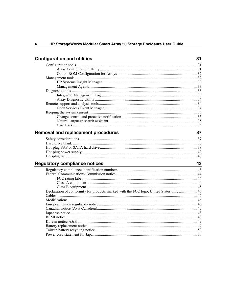 HP 50 Modular Smart Array User Manual | Page 4 / 63