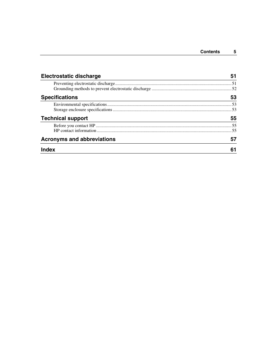 HP 50 Modular Smart Array User Manual | Page 5 / 63